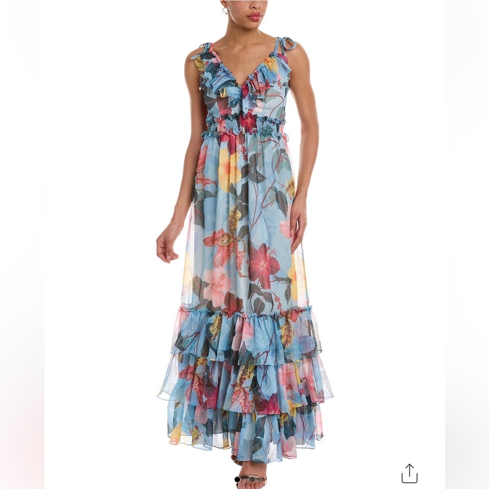 PatBO Floral Maxi Dress - Blue and Pink